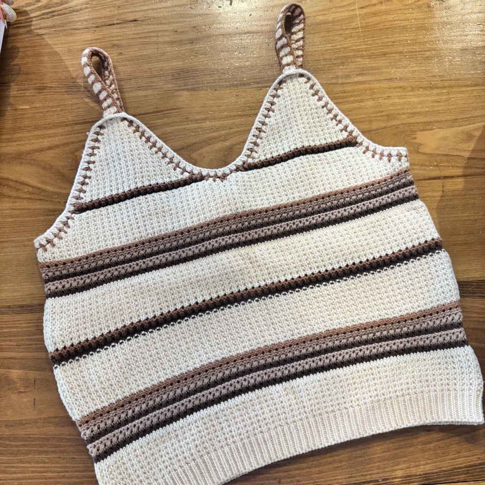Neutral Browns Stripe Knit Tank Top